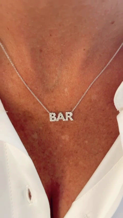 תמונה ממוזערת: שרשרת שם משובצת יהלומים - דגם BAR