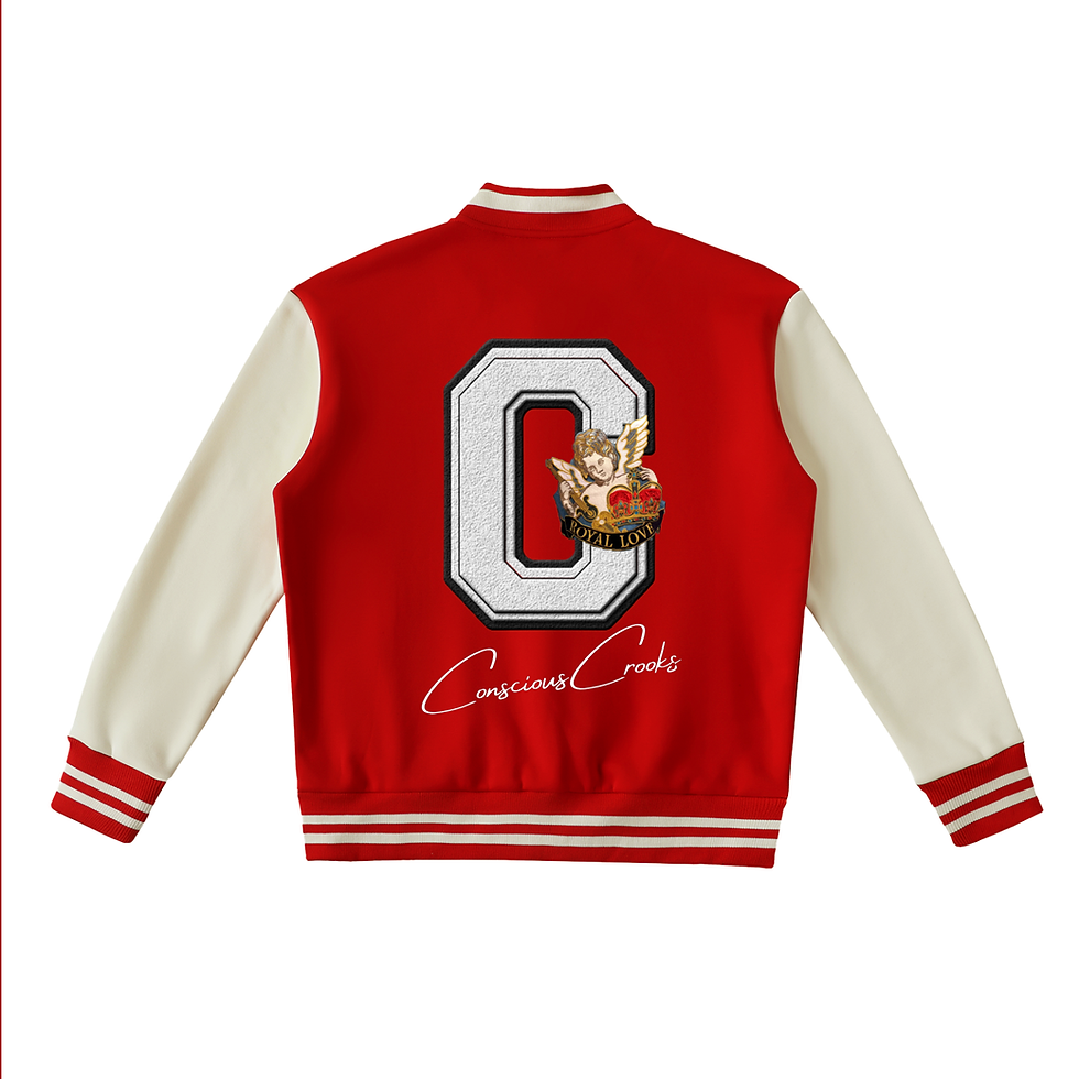Thumbnail: LOVE CROOKS Two-Tone Fleeced Varsity Jacket