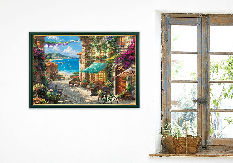 縮圖：(帆布紋理) Thomas Kinkade - 西西里島開花咖啡館 1000塊 (49×72cm)