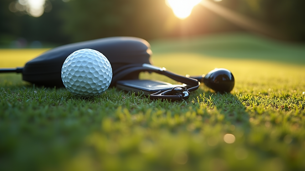 Close-up view of golf accessories laid out