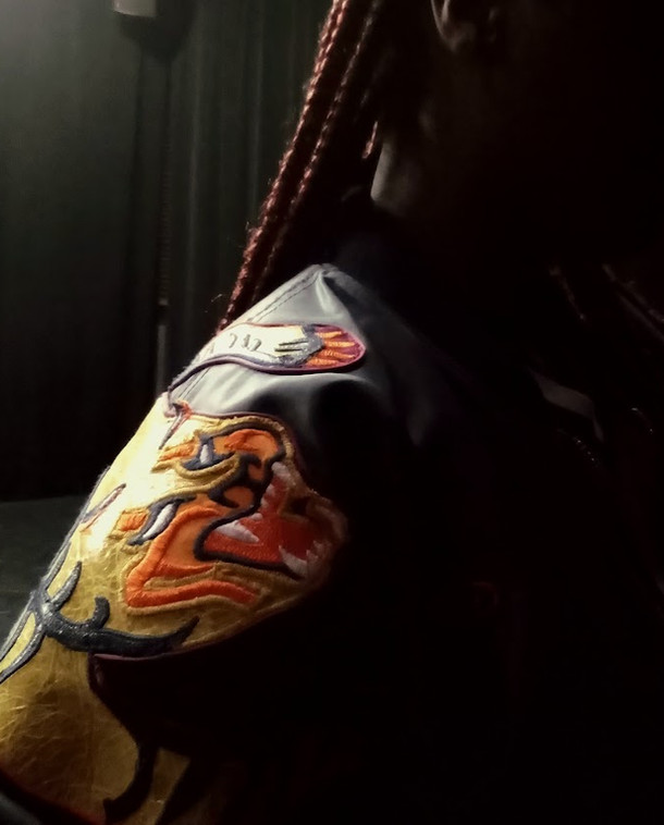 Veste teddy orné d'un tigre brodé
