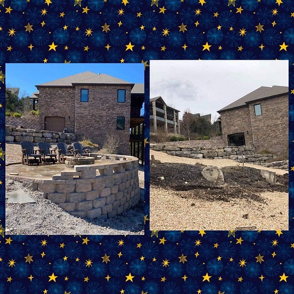Flagstone patio, retaining wall and new fire pit