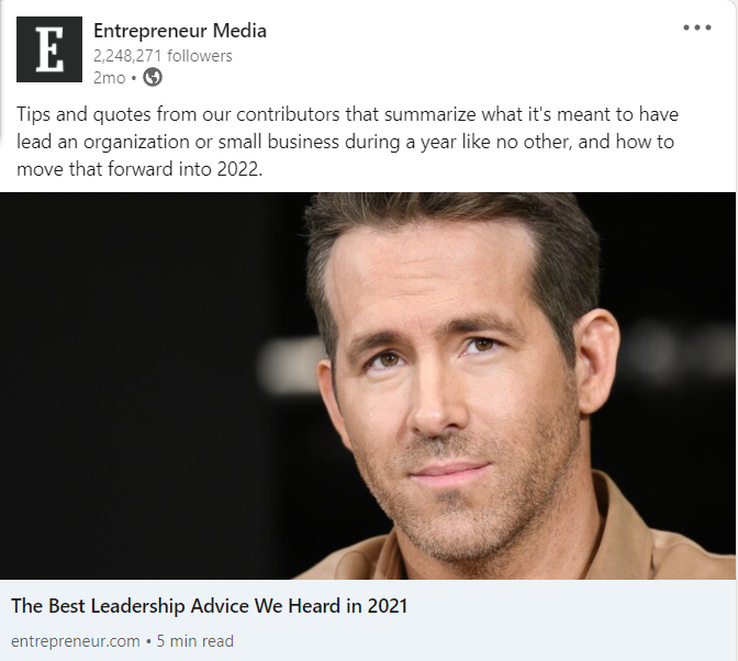 Entrepreneur.Com - Best Leadership Advice We Heard in 2021 content media