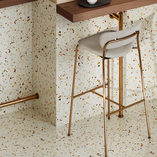 משטח מטבח מחופה אריחים דמויי טרצו