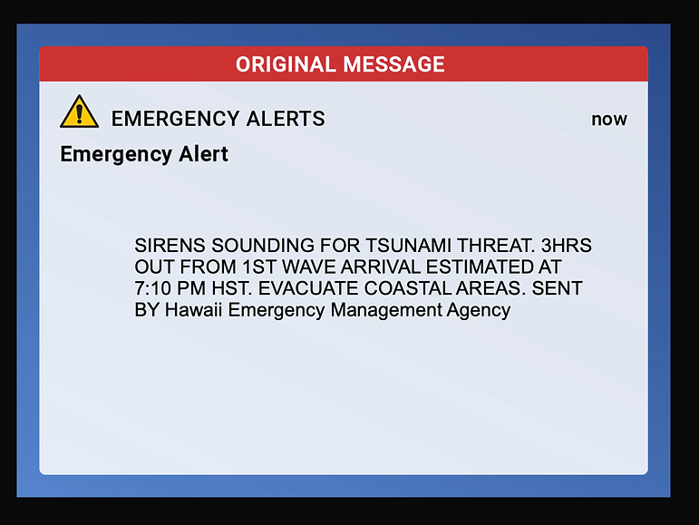 Second Tsunami WEA issued by Hawaii