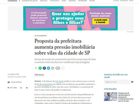 Folha de S. Paulo faz alusão ao riacho Jurubatuba Mirim