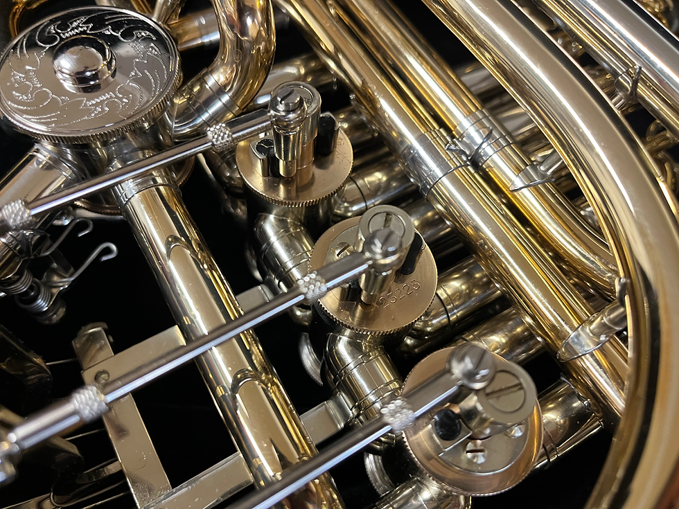 Thumbnail: Beautiful Gold Brass Alexander 103 Double Horn