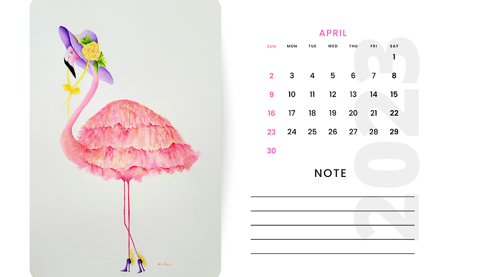 Flamingo Calendar 2023 | Bluepearlart flamingo-calendar-2023-bluepearlart