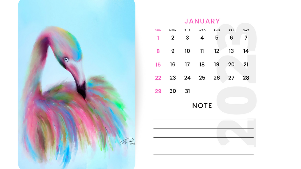 Flamingo Calendar 2023 | Bluepearlart flamingo-calendar-2023-bluepearlart