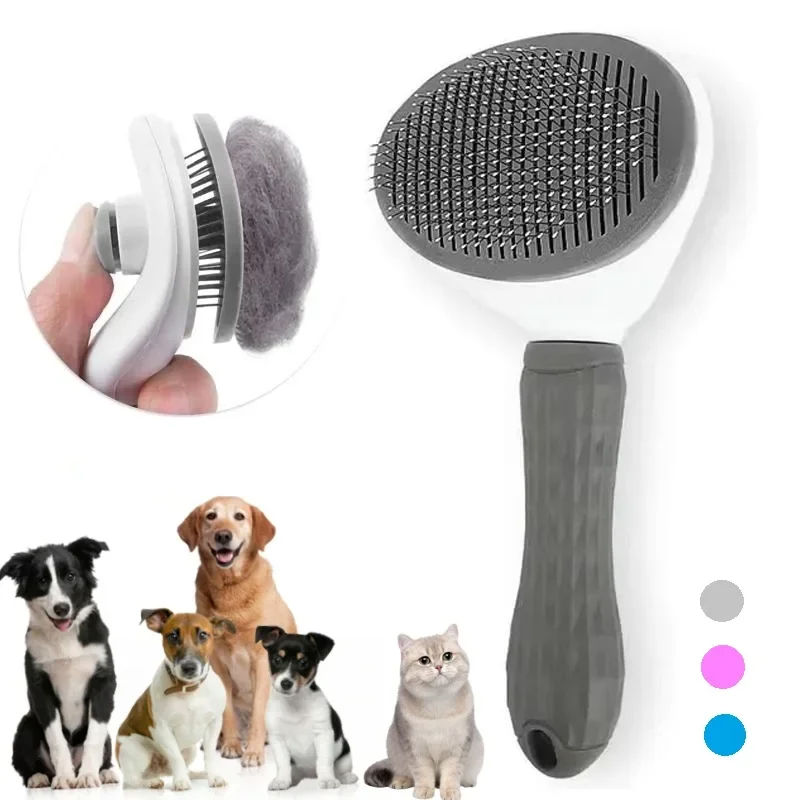 Pet Dog Brush Cat Comb Self Cleaning Pet Hair Remover Brush For Dogs Cats Groomi