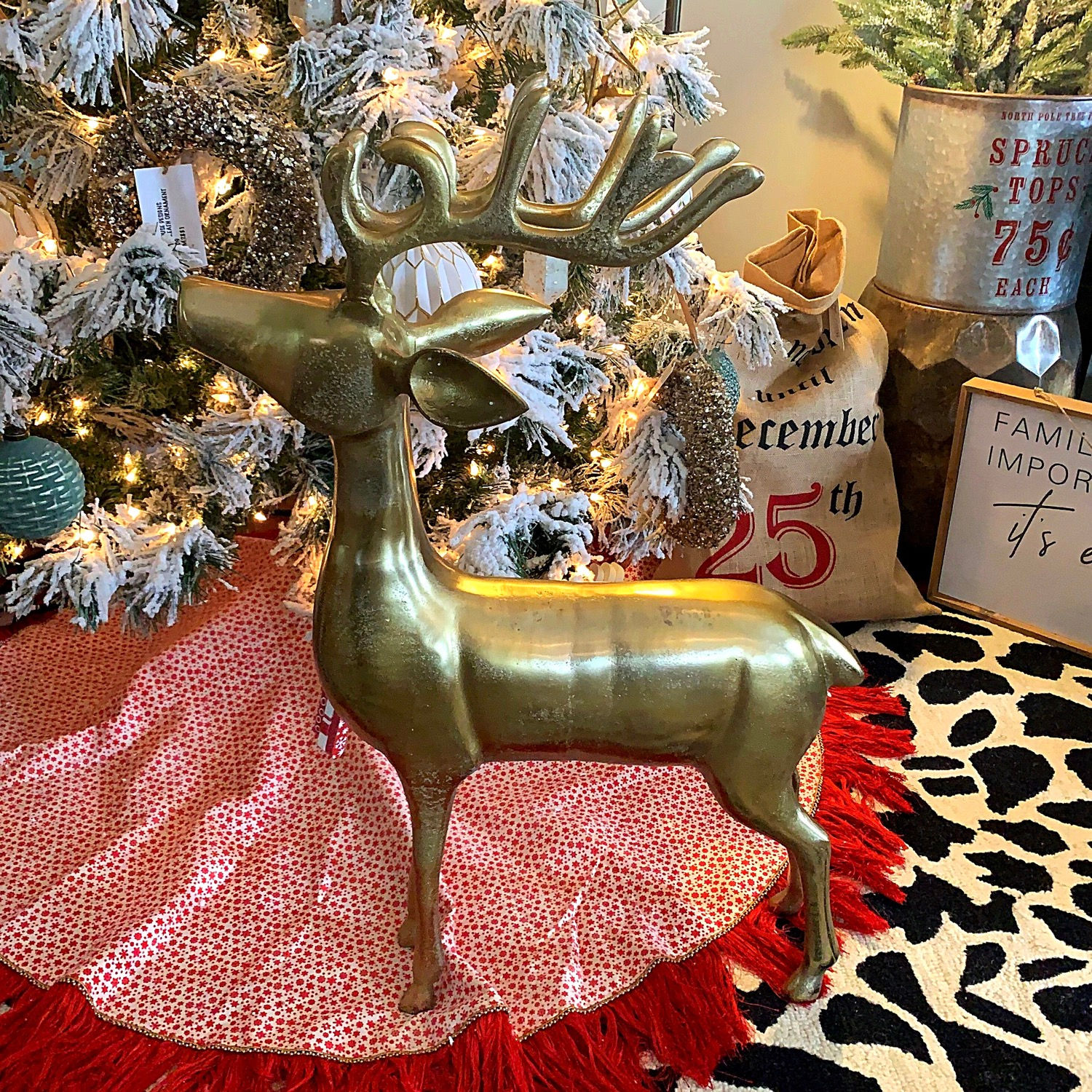 Large aluminum gold deer 