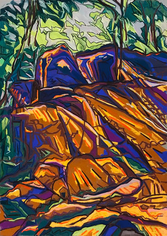 Landscape with blue rocks.