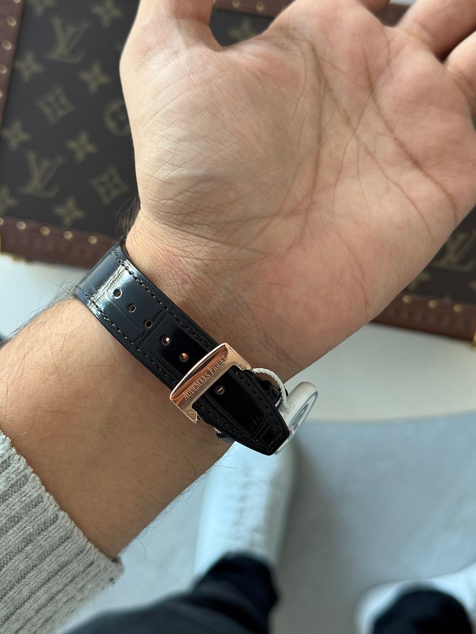 Miniatura: Audemars Piguet Royal Oak Rose Gold Black Dial - Cuero