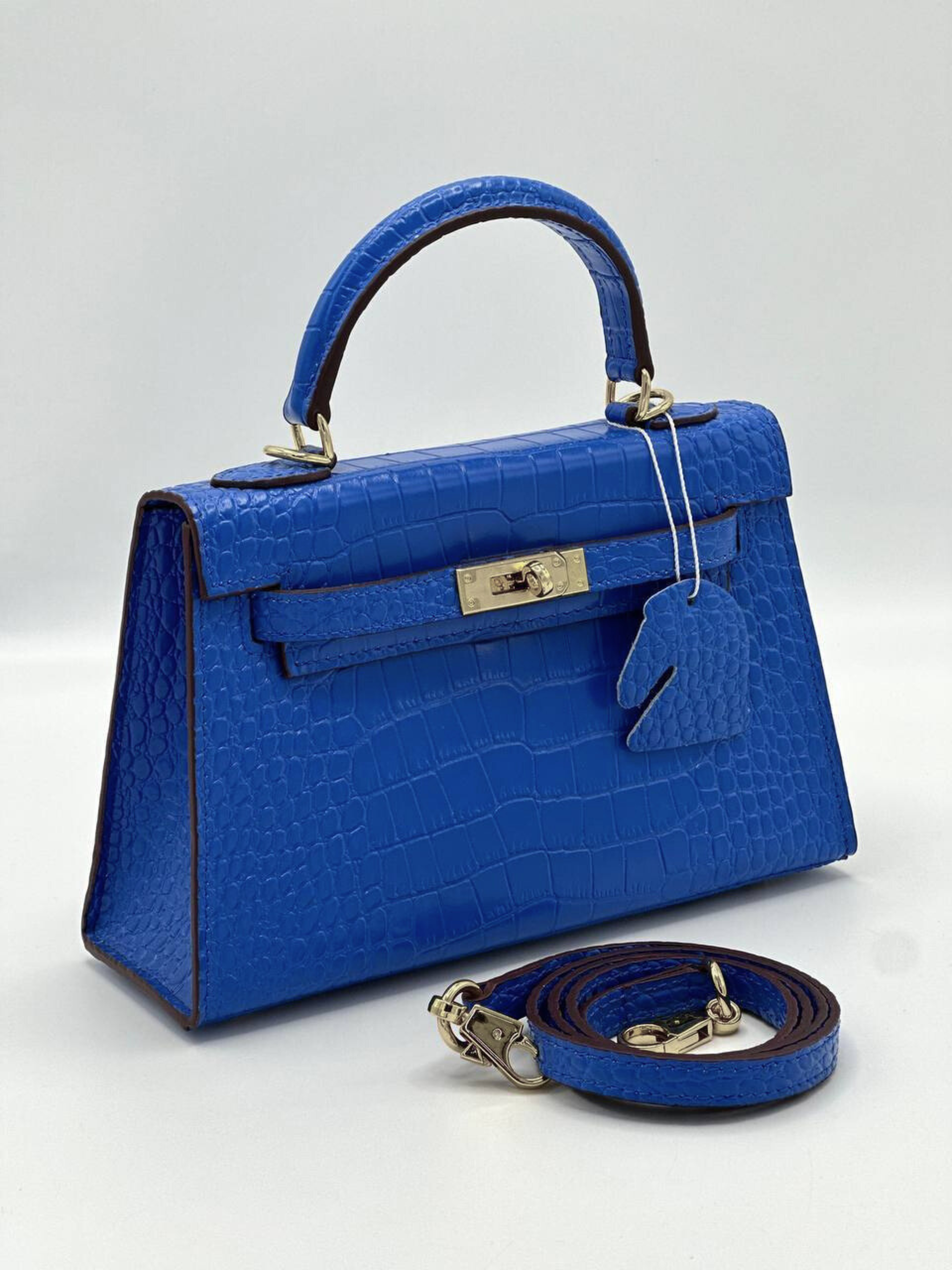 Hermès Kelly 25 Croco Azul