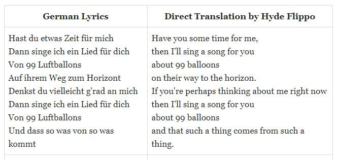 99 Red Balloons German lyrics