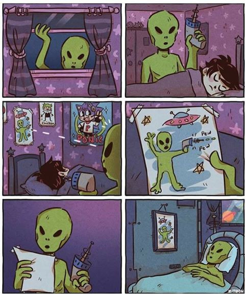 UFO and Alien Memes and Cartoons