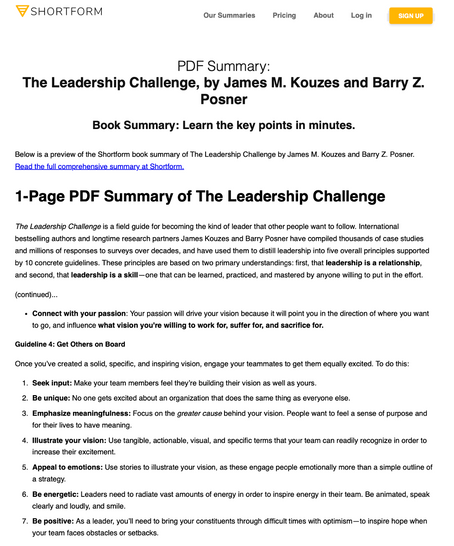 The Leadership Challenge by James M. Kouzes and Barry Z. Posner