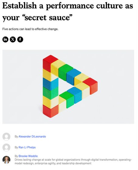 Establish A Performance Culture As Your "Secret Sauce"