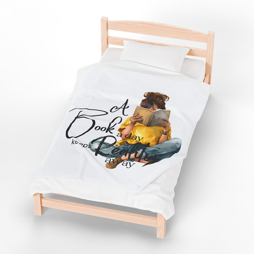 Thumbnail: Velveteen Plush Blanket — "A Book a Day Keeps Reality Away" Cozy Reading Throw