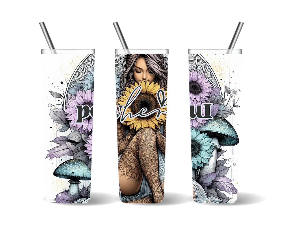 Thumbnail: 20oz Skinny Stainless Steel Tumbler - Pow_HER_ful Self Love Motivational