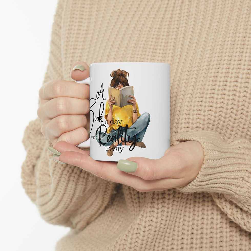 Thumbnail: Book Lover Ceramic Mug – 'A Book A Day Keeps Reality Away' Unique Gift (11oz)