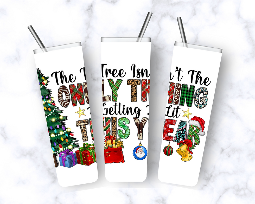 Thumbnail: 20 oz Skinny Stainless Steel Tumbler-Tree Isn't The Only Thing Lit (White)