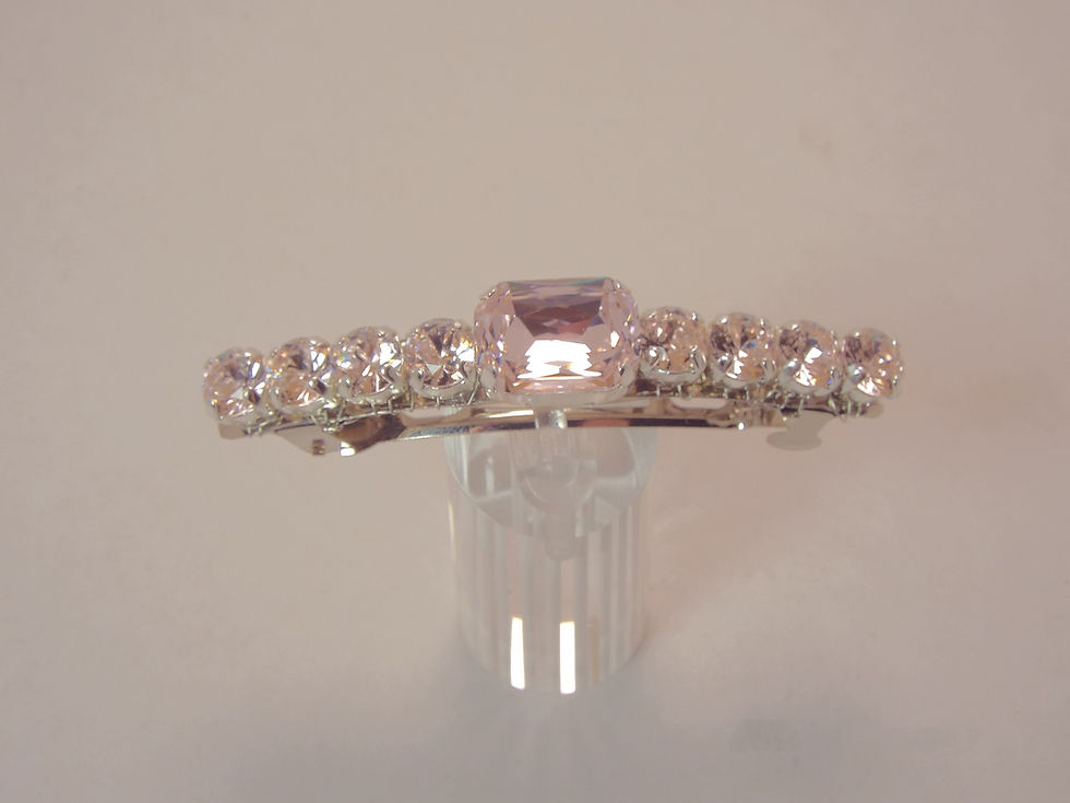 Light Rose Octagon Crystal Hair Barrette