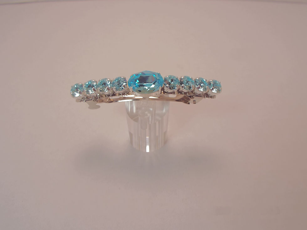 Aquamarine Oval Hair Barrette
