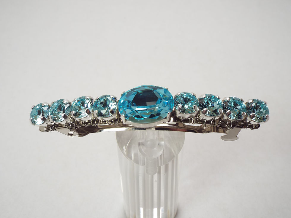 Aquamarine Oval Hair Barrette 2 