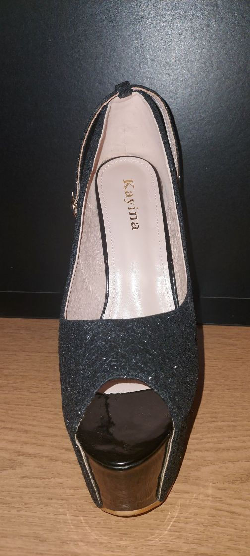 Thumbnail: Obsidian Royale Platform Heels Black - Kayina