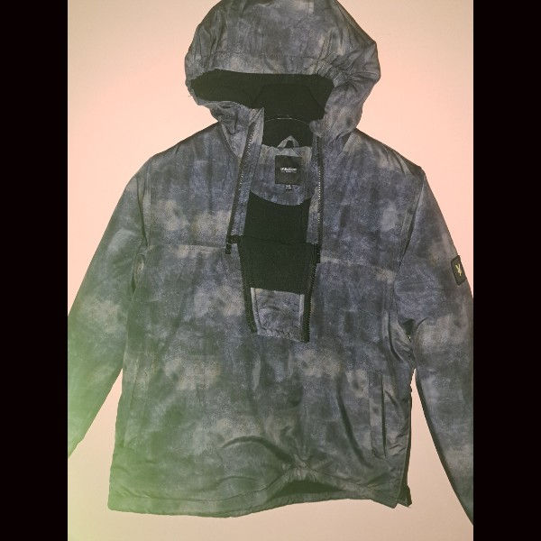 Lyle & Scott Hooded Anorak Jacket Grey Tie Dye Quarter Zip Streetwear