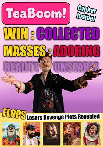 Fake magazine cover showing The Collector, headline reads 'WIN: COLLECTED. MASSES: ADORING. REALITY: UNSTABLE.'