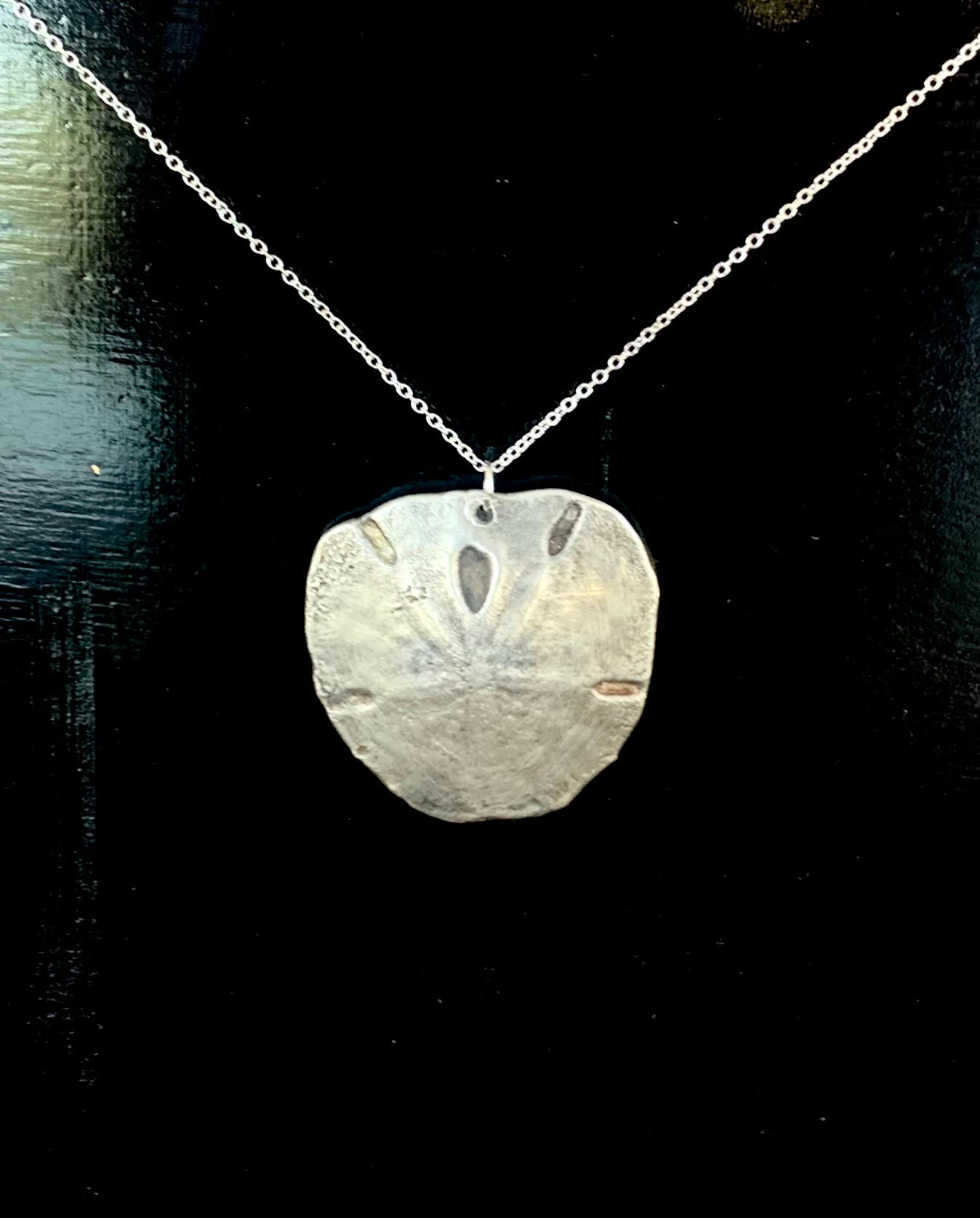 Hand cast pewter sand dollar necklace