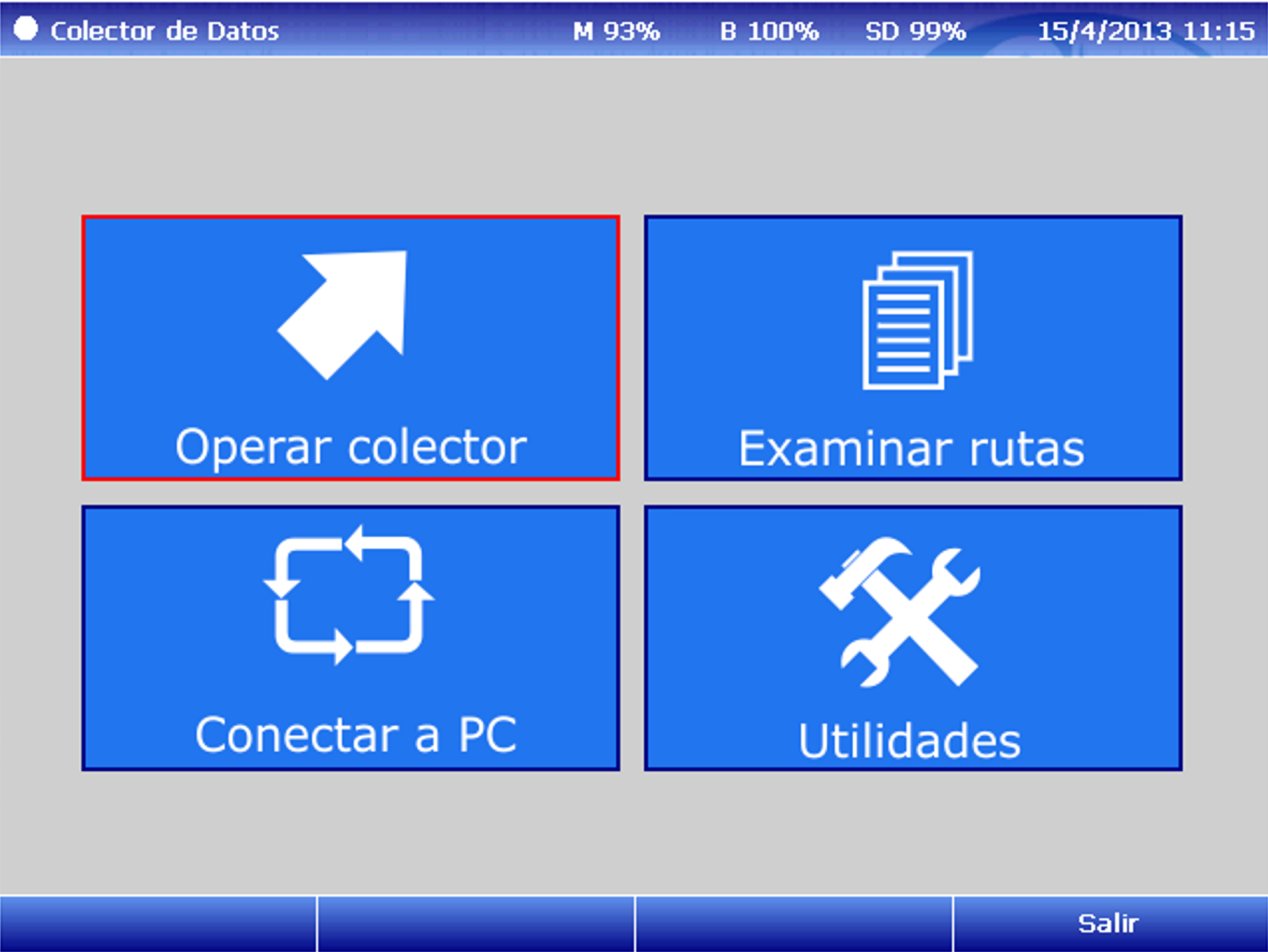 Menú Colector de datos