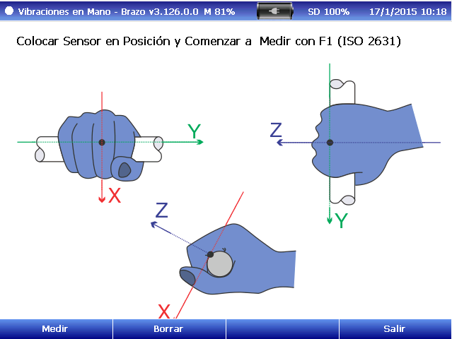 Posición sensor mano brazo