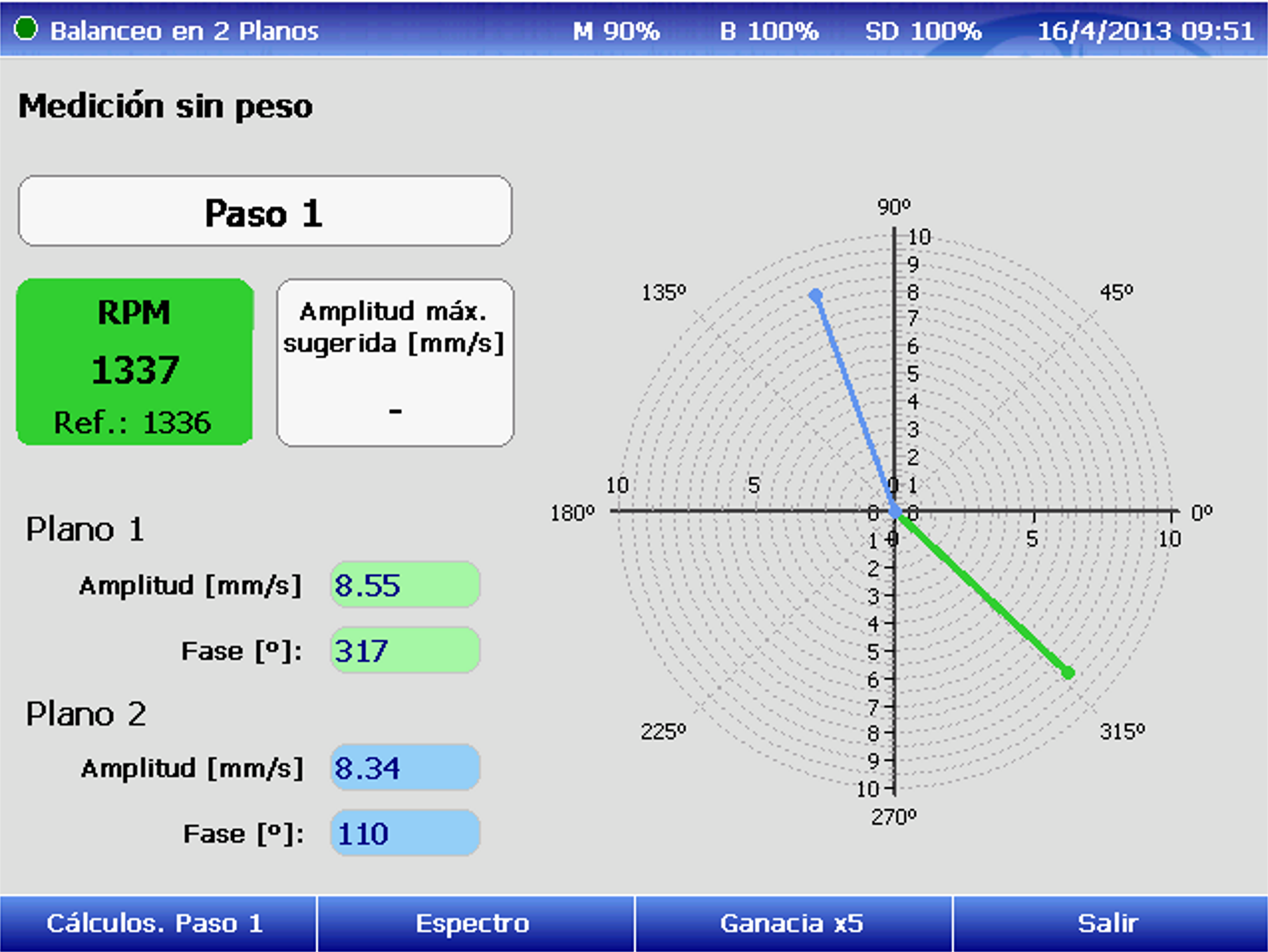 Paso 1 medición vibración