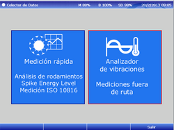 Menú Analizador de vibraciones