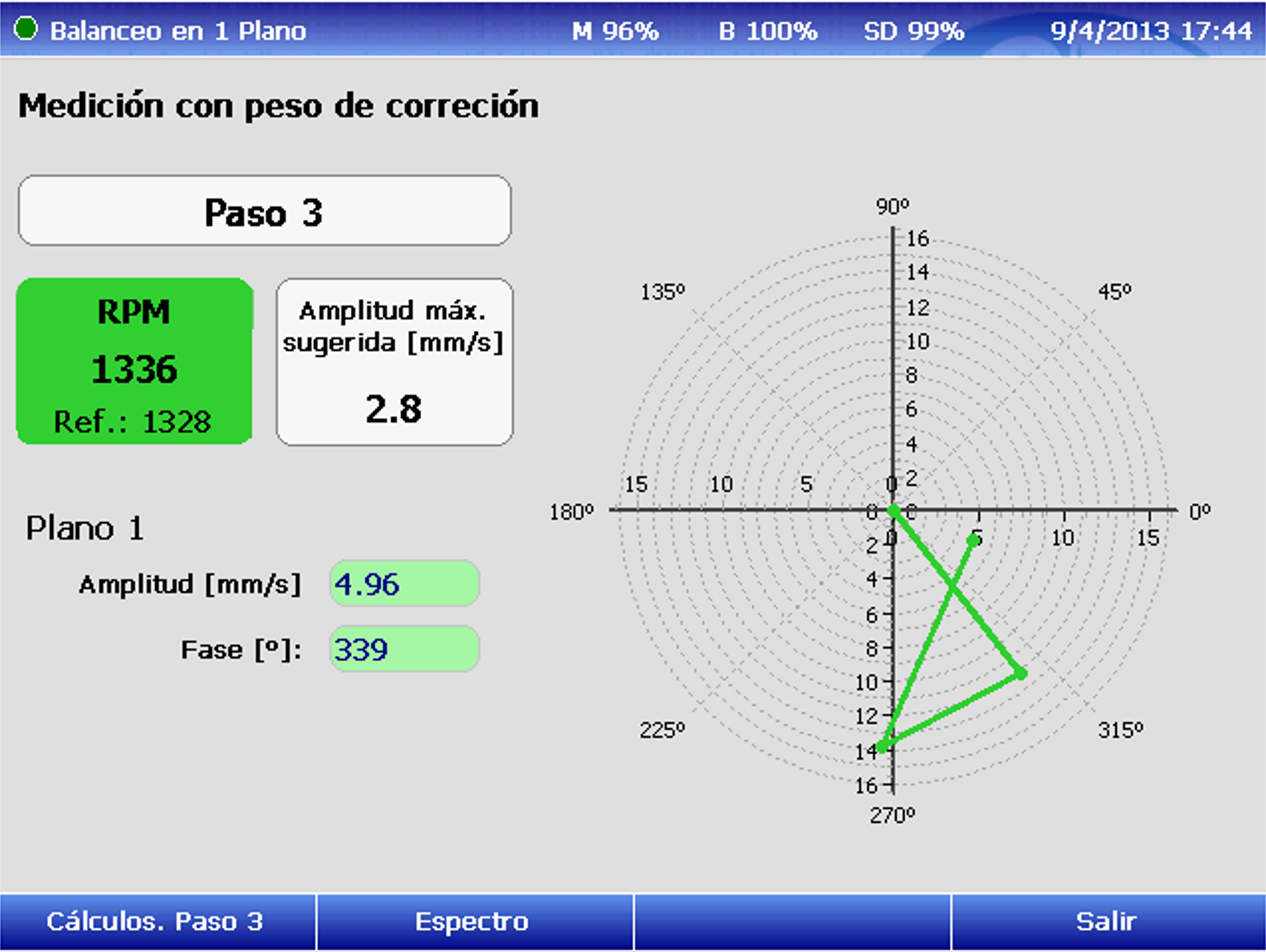 Paso 3 medición de vibración