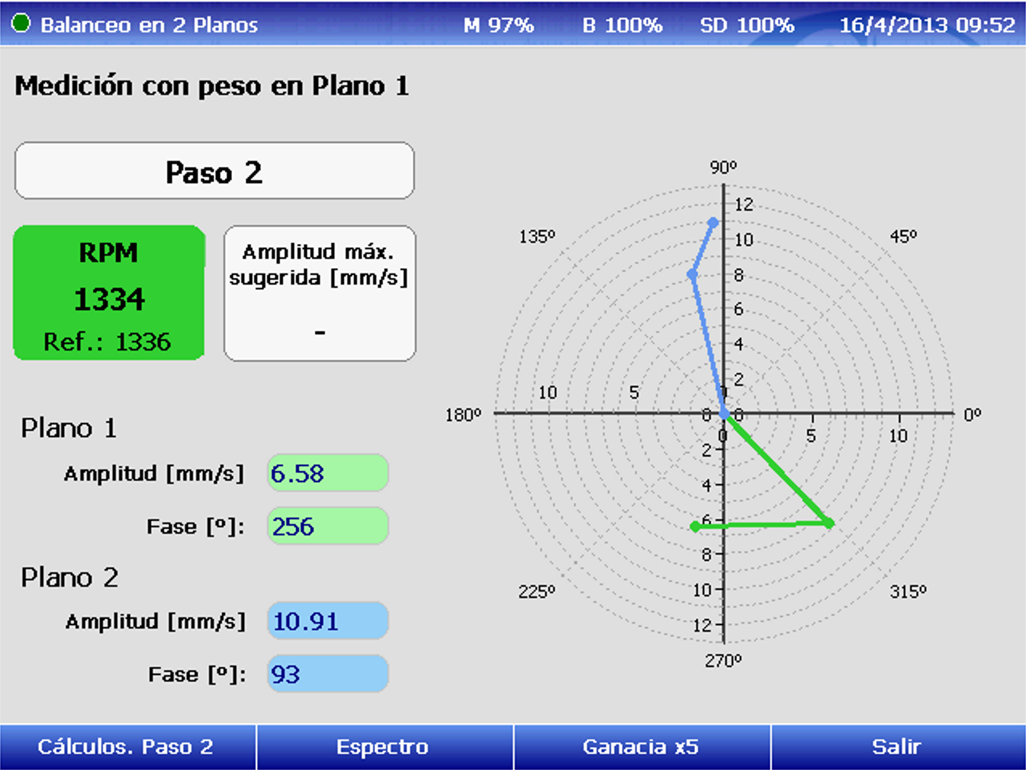 Paso 2 medición de vibración