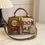 Thumbnail: Stylish retro bear print versatile Boston handbag large capacity shoulder messe