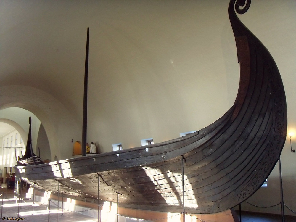 Wooden Viking ship in a museum