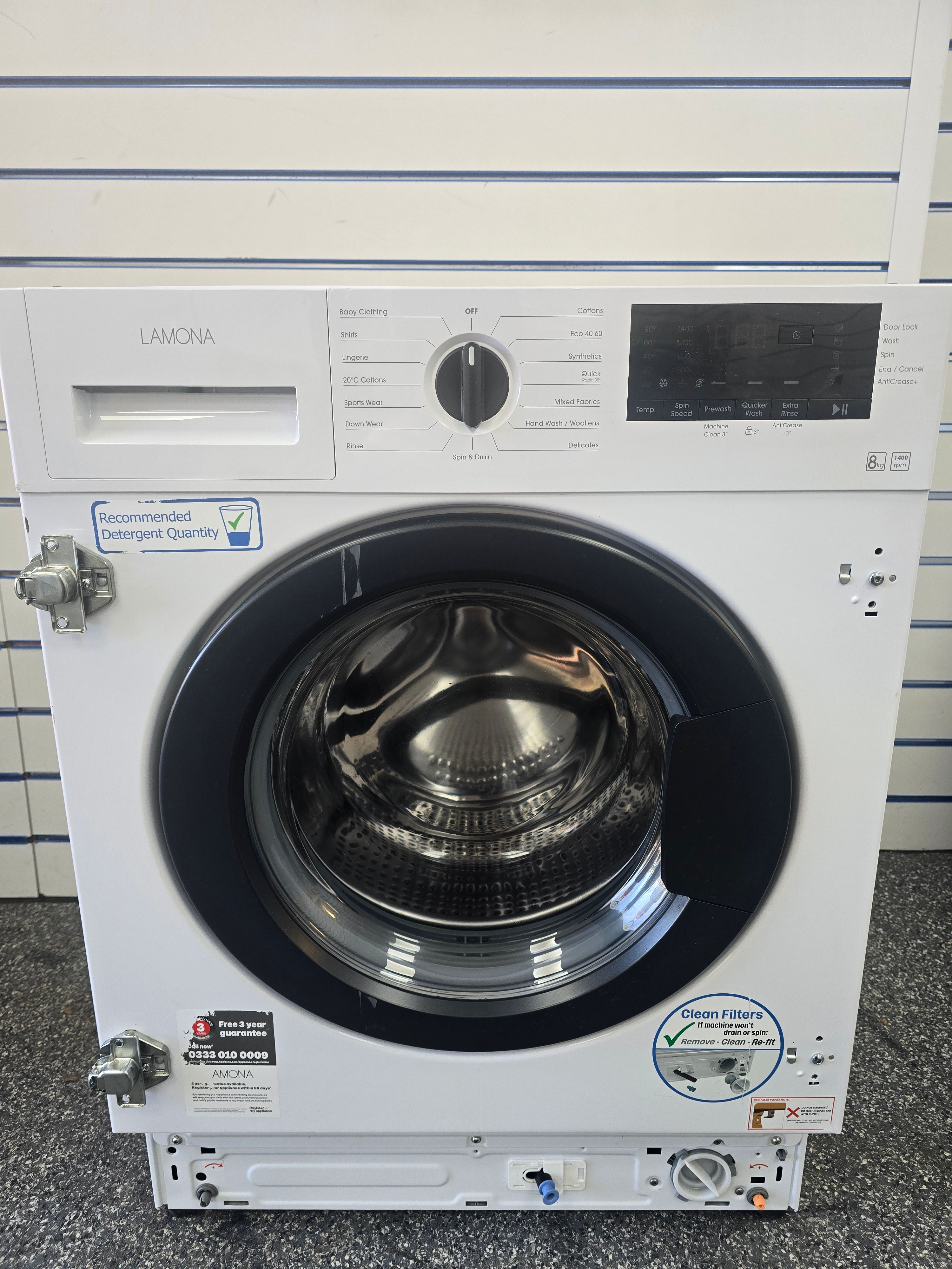 Lamona LAM8740 Integrated 8Kg WashingMachine