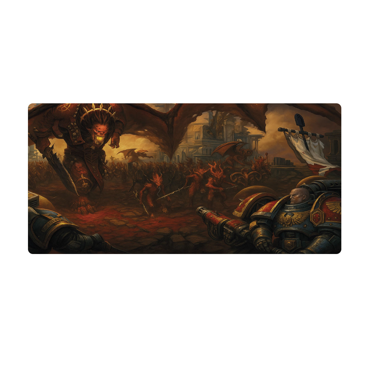 Mousepad impermeable XXL 90x40 cm Warhammer Demons vs Marines