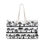 Thumbnail: Black and white palm tree striped beach tote bag with rope handles.