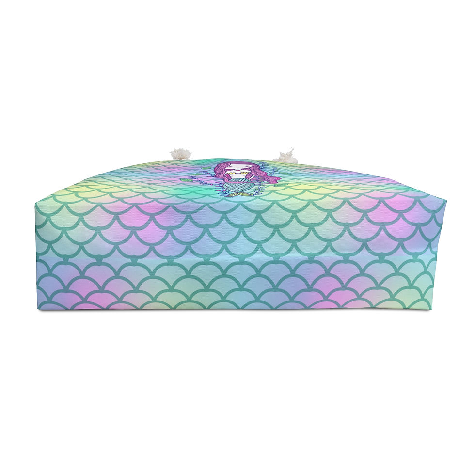 Thumbnail: Mermaid scales beach tote bag with rope handles