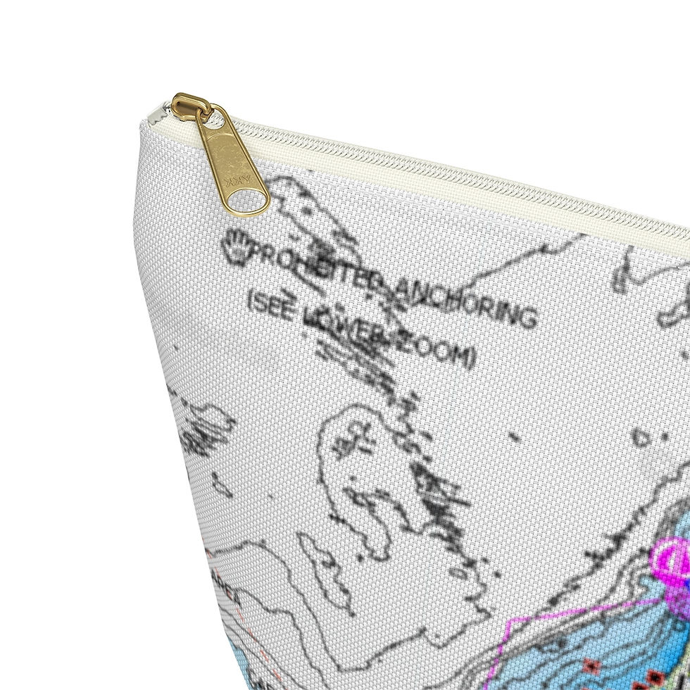 Thumbnail: Block island bag Nautical map. Accessory Pouch w T-bottom in 2 sizes.