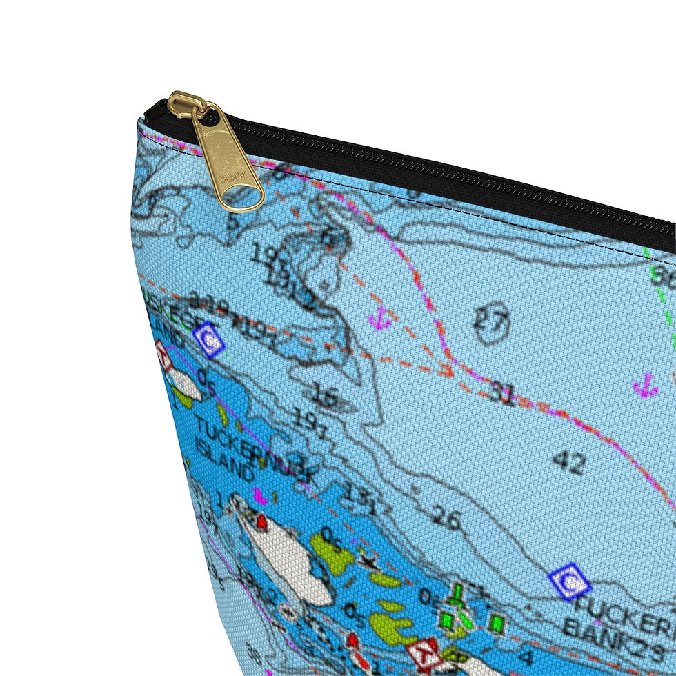 Thumbnail: Nantucket island bag Nautical map. Accessory Pouch w T-bottom in 2 sizes.