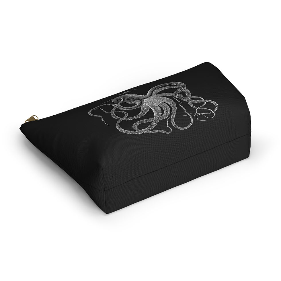 Thumbnail: Black Octopus accessory pouch with t-bottom.