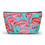Thumbnail: Pink Flamingo print, Personalized accessory bag. T-bottom pouch.