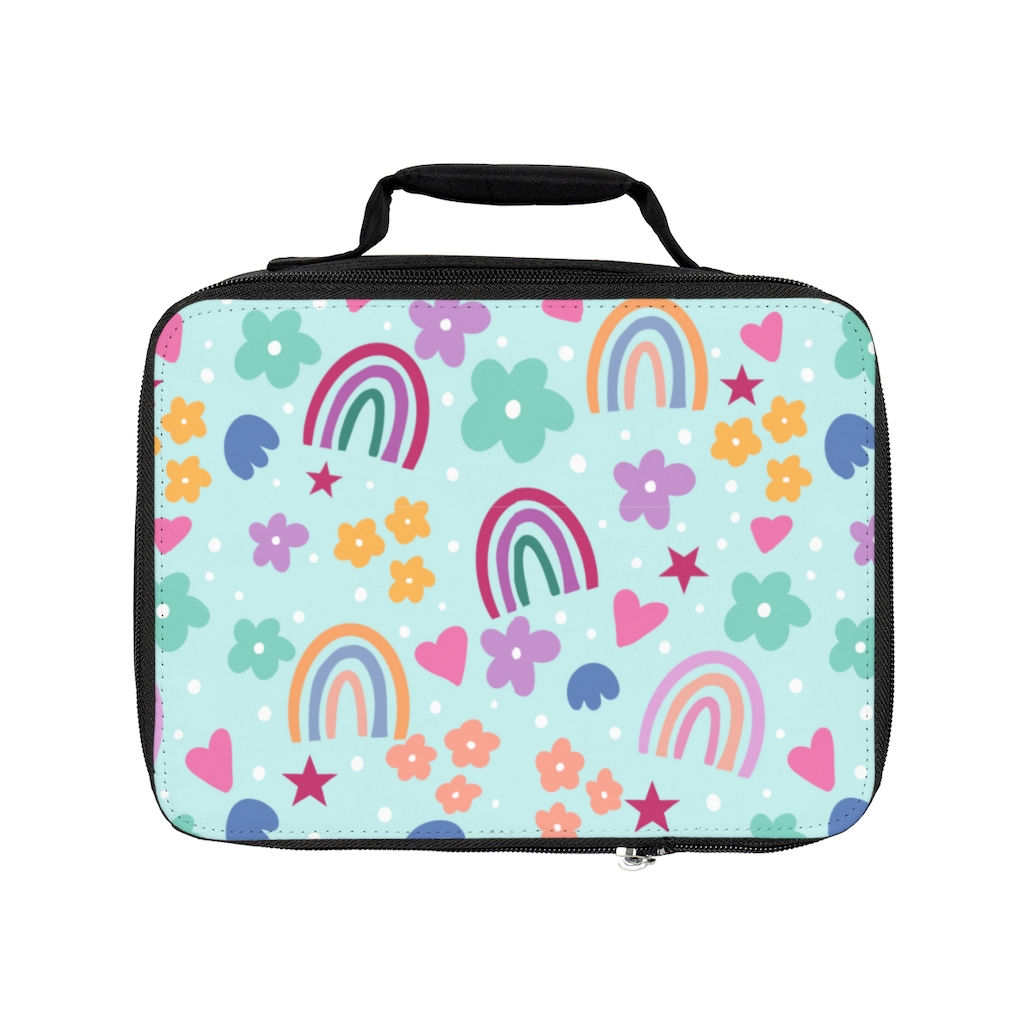 Rainbow lunch box. Personalized lunch box. 10" x 7.5" x 3".
